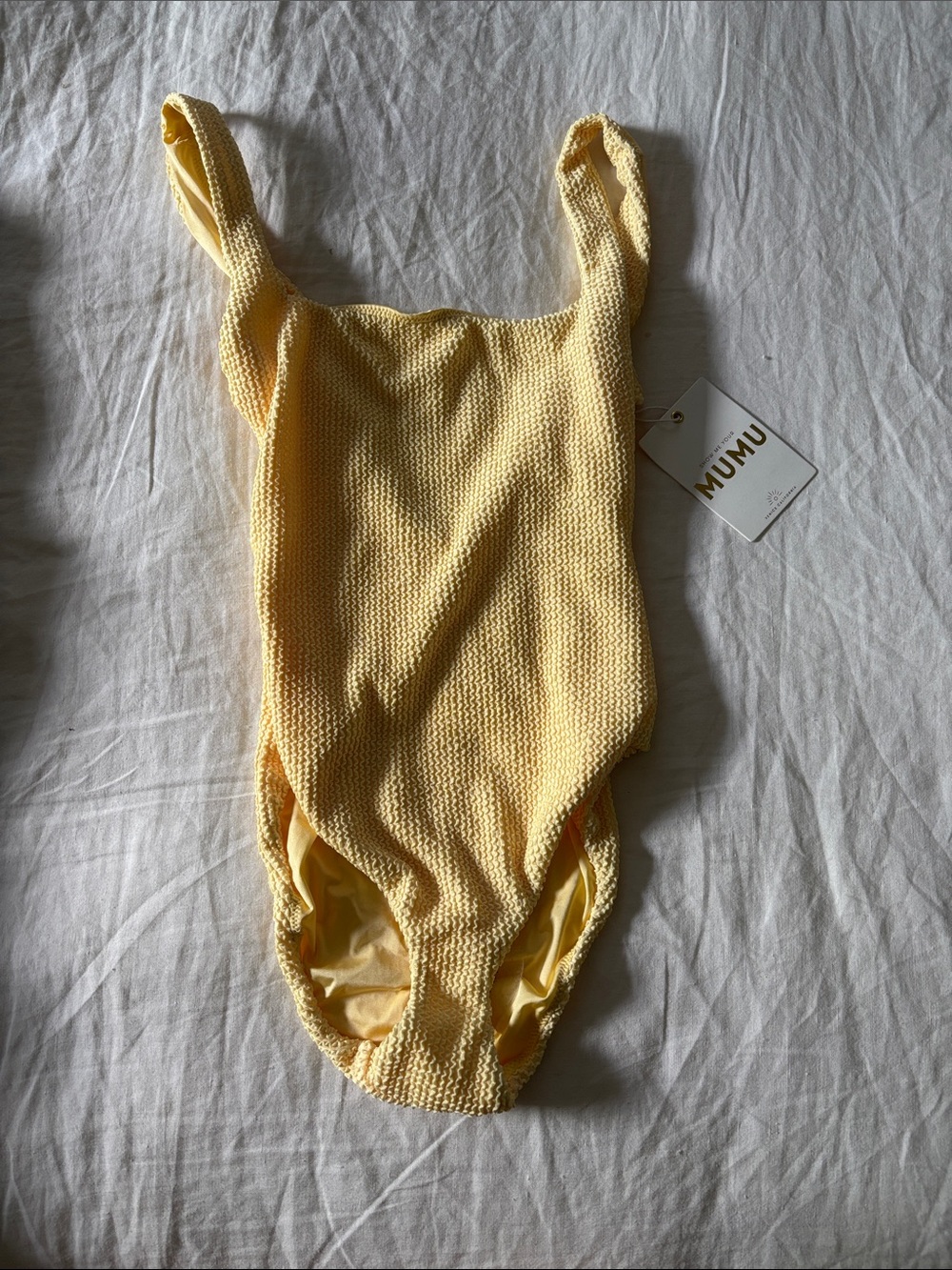 Show Me Your MuMu Pale Yellow Textured One-Piece Swimsuit
